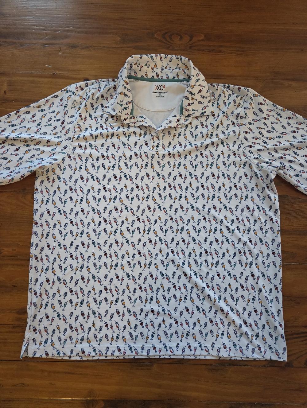 JOHNSTON & MURPHY XC4 COCKTAILS ALL OVER Mens XL Golf Polo Shirt